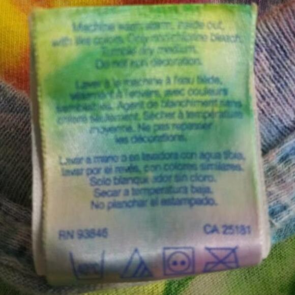 Upcycled Custom Tie Dye Colorful Swirl Cedar Point Fringe T-Shirt Sz Large - Picture 5 of 6